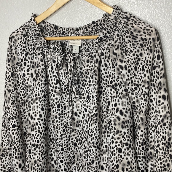 A NEW DAY Tie Front Blouse | Black Leopard Print | Large - Picture 3 of 13